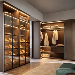 <span class=keywords><strong>Dressing</strong></span> d'angle en L de luxe moderne avec porte vitrée, conception modulaire pour chambre, hôpital et salle à manger - Product Image 1