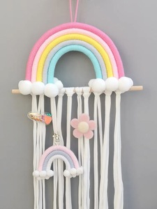 Arazzo da Parete <span class=keywords><strong>Arcobaleno</strong></span> Bohemien in <span class=keywords><strong>Macramè</strong></span> Intrecciato, Porta Fermagli per Capelli per Bambini, Cintura Portaoggetti per Decorazione Domestica - Product Image 6