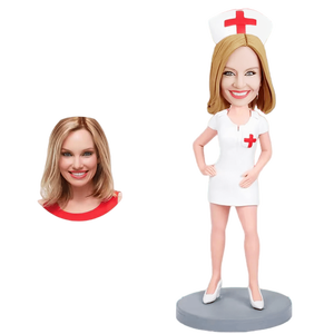चिकित्सा कर्मचारियों की प्रशंसा के लिए हस्तनिर्मित पॉलीमर क्ले डॉक्टर/नर्स बोबलहेड - Product Image 6