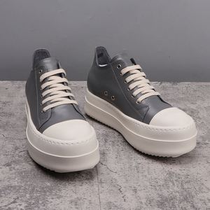 Zapatos de Plataforma de Diseñador para Hombre, Zapatillas Bajas de Cuero Gris con Suela Gruesa, Zapatos de Moda para Mujer que Aumentan la Altura en 6 cm - Product Image 1