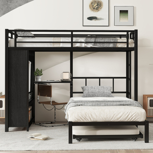 <span class=keywords><strong>Lit</strong></span> mezzanine moderne gain de place avec bureau et armoire pour trois adultes, <span class=keywords><strong>lit</strong></span> superposé en métal avec <span class=keywords><strong>lit</strong></span> <span class=keywords><strong>gigogne</strong></span> pour chambre à coucher - Product Image 2