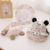 Sombrero de Sol con Protección UV, Transpirable, Estampado, Bonito, de Algodón, para Verano, Unisex, para Bebés, Recién Nacidos, con Orejas de Panda