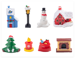 Pequeña <span class=keywords><strong>torre</strong></span> de pared de resina de Navidad árbol Villa casa muñeco de nieve linterna vela estrella caja de regalo figurita y Juguete conjunto de adorno de vacaciones - Product Image 5