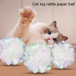 2025 toptan şeker renk yavru oynayan ses kırışık kağıt topları halka kağıt kedi oyuncak - Product Image 2