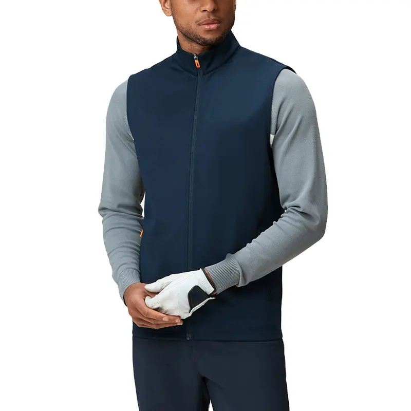 Custom Winter Plus Size Men's Navy Gilet Zipper Clip Polyester Spandex Spring Soft Shell Vest for Golf