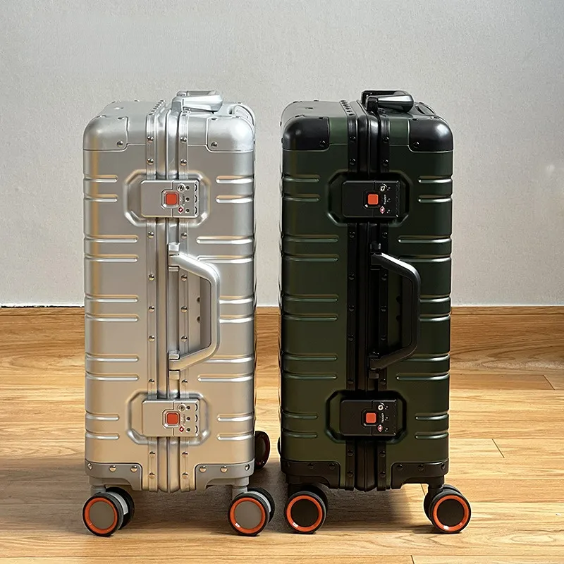 Valise de voyage en alliage d'aluminium et de magnésium Valise à roulettes pour hommes Valise cabine à roulettes