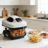 Friteuse à air multifonctionnelle 4-en-1 en verre avec 3 récipients de 6,34/3,38/2,43 qt, couvercle amovible, compatible micro-ondes, congélateur et lave-vaisselle