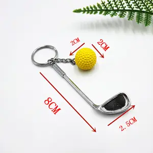 Creative Gift Metal Souvenir Sport Cute Pendant Handicraft Set Charm Keyring Mini Golf Ball Keychain For Promotional