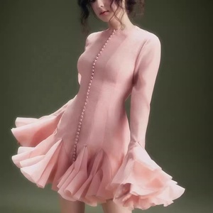 Vestido Casual Corto con Volantes y Mangas Largas de Moda AIMEISI, Vestido Sencillo para Mujer - Product Image 2