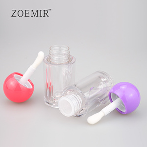 Tubos de brillo labial transparentes con tapa esférica roja y morada, botellas vacías de aceite labial, tubos redondos de plástico giratorios para lápiz labial líquido con tapón. - Product Image 2