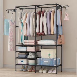 Armario Metálico Independiente con Barra para Colgar, Organizador para Sala de Estar, Dormitorio, Ropa, Bolsas, Ropa de Cama, Perchero - Product Image 1