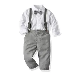 Ready To Ship Gentleman Kids Dress Up Clothes Tuxedo Long Sleeve Shirt Party Suits For Boys