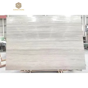 China Cheap Price Stone Chinese Floor Tiles Decor 2cm Natural White Wood Vein Marble and Wooden Grain Marble Slab