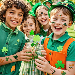 Pegatinas <span class=keywords><strong>de</strong></span> <span class=keywords><strong>tatuaje</strong></span> <span class=keywords><strong>de</strong></span> vacaciones irlandesas respetuosas con el medio ambiente e inofensivas, pegatinas <span class=keywords><strong>de</strong></span> <span class=keywords><strong>tatuaje</strong></span> impermeables para el brazo y la cara <span class=keywords><strong>de</strong></span> San Patricio - Product Image 2