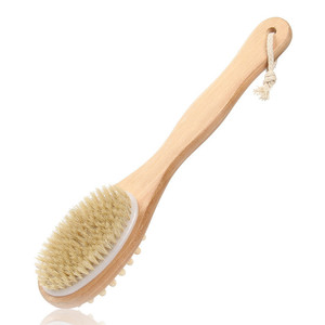 <span class=keywords><strong>Brosse</strong></span> à dos en bois hollandais à double face avec manche long de 35 cm, poils de <span class=keywords><strong>sanglier</strong></span> moyens et beige, pour le massage - Product Image 2