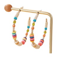 Boucles d'oreilles créoles en perles de riz et argile polymère, colorées, inspirées de la dopamine, douces, pour femmes, en forme de C