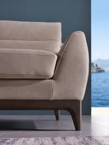 Conjunto de sofás elegantes de designer de hotel de alta qualidade, móveis de madeira de três lugares personalizados OEM para casa moderna e sala de estar