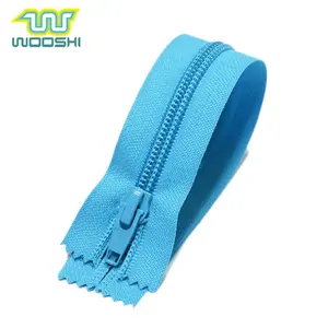 Custom Blue Close-End 5# Finished Nylon Zipper For Handbag Garment