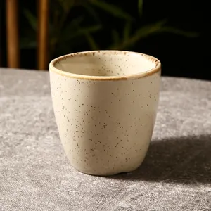 伟业咖啡馆陶瓷牛奶杯反应性日本设计拿铁咖啡杯陶瓷400毫升乡村棕色斑点马克杯