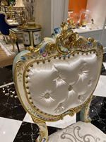 Yips LDF-0770 série française peint à la main motif floral classique luxe européen en bois dressing chaise d'appoint pour meubles de chambre