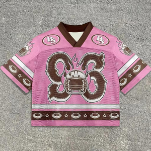 Camiseta de Fútbol Corta para Hombre, Talla Grande, Ligera, Transpirable, de Primera Calidad, Material de Malla, Logotipo Personalizado Impreso, Hombros Caídos - Product Image 6