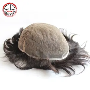 Golden Hair Large Stock Ranges 6-30 Inch Wholesale Price Virgin European Hair Man Toupee