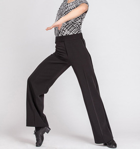 <strong>Men</strong> Professional Black Straight with Pocket Belt Wide Latin <strong>Dance</strong> <strong>Pants</strong> - Product Image 6