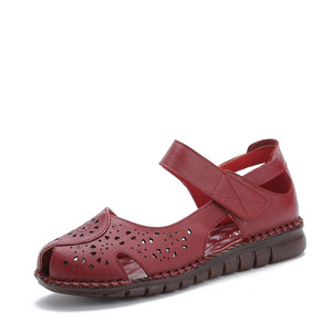 Nuove Scarpe Estive Vintage <span class=keywords><strong>da</strong></span> Donna, Sandali Casual con Motivi Floreali in Stile Folk, Scarpe in Vera Pelle a Rete per Signore Anziane - Product Image 6