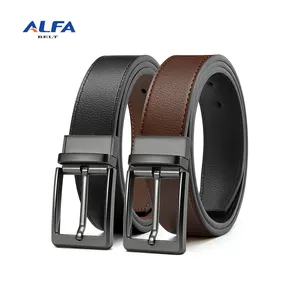 Alfa Reversible Belt Leather Jeans Belt 1 3/8" Black & Brown Adjustable Trim To Fit For Men