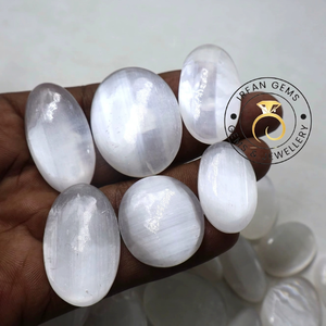 เซเลไนต์คาโบชองคัดสรรพิเศษ พลอยกึ่งมีค่าธรรมชาติสำหรับทำเครื่องประดับ พลอยเซเลไนต์สีขาวแบบเม็ดเดี่ยวสำหรับทำเครื่องประดับ - Product Image 1
