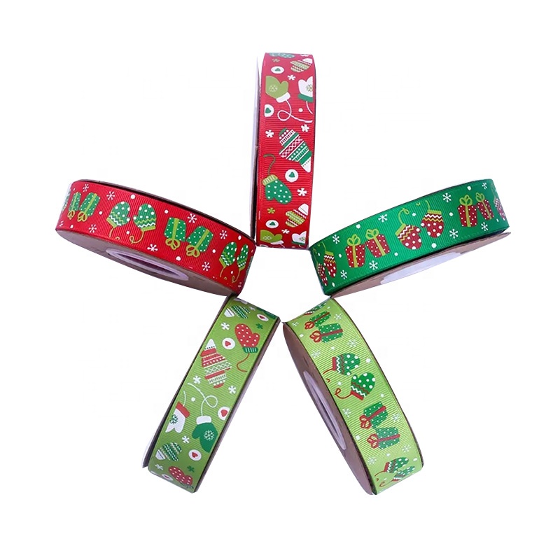 Wholesale Gift Ribbons Gift Wrapping Satin Ribbons New Christmas Design Polyester Printed Ribbon for Christmas Decor