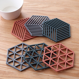 Hexagon Heat Insulating Mat Hollow Design Non Slip Placemat For Tea Cup Bowl Household Use Red Gray Blue - Product Image 1