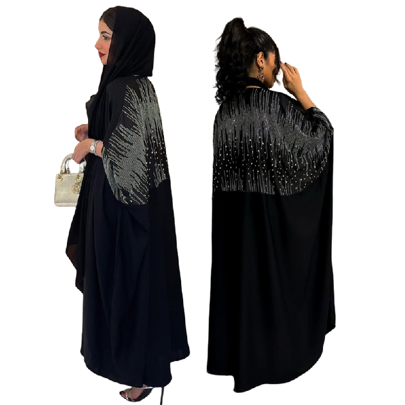 white christmas dresses Modest Muslim Women's Embellished Elegant Draped Sleeve Evening Dress main image 0