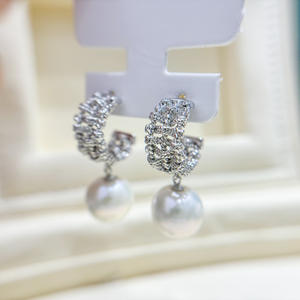 ต่างหูเงิน DIY ประดับด้วยลูกปัดกลมขนาด 10-15 มม. พร้อมอุปกรณ์ทำเครื่องประดับมุก DIY ถาดเปล่าแฟชั่น 22204 ชุบเงิน ขนาด 12 มม. - Product Image 3