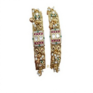 Bracelet en laiton plaqué or de qualité supérieure, serti de moissanite, magnifique, pour femmes et jeunes filles, collection pour mariage. - Product Image 2