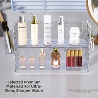 Boîte de rangement cosmétique de table réglable pour parfums, en acrylique, finition luxe léger, double étagère