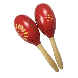Maracas de madera pintadas a mano con flor roja, forma de huevo, agitador de arena, instrumento de percusión Orff para actuaciones, venta al por mayor - Product Image 1