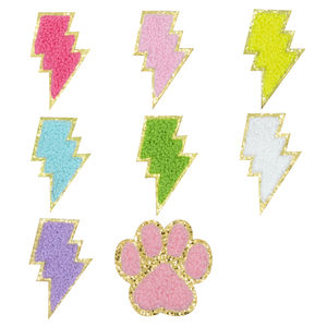 Parches Termoadhesivos Coloridos de Chenilla con Forma de Corazón y Estrella, Bordados a Mano para Ropa con Tela de Fieltro - Product Image 2