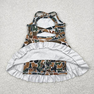 Vêtements de sport pour petites filles Robe de yoga décontractée sans manches Robe active à bretelles de camouflage de la vieille école avec short intégré - Product Image 3