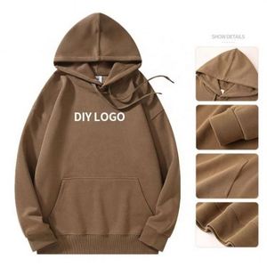 Prix d'usine, haute qualité, 100% coton, sweat-shirts décontractés surdimensionnés pour hommes, impression personnalisée, teinture unie, écologiques, hiver - Product Image 5