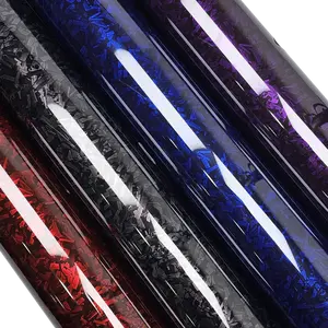 High Glossy Black Red Blue Purple Forged Carbon Fiber Car Wrap Vinyl Wrap Exterior Car Stickers Decals For Vehicle Film Wrapping