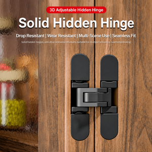 Charnière de porte dissimulée réglable en 3D à 180 degrés 70X14 10KG en alliage de zinc noir mat pour meubles de cuisine, armoire, porte en bois - Product Image 5