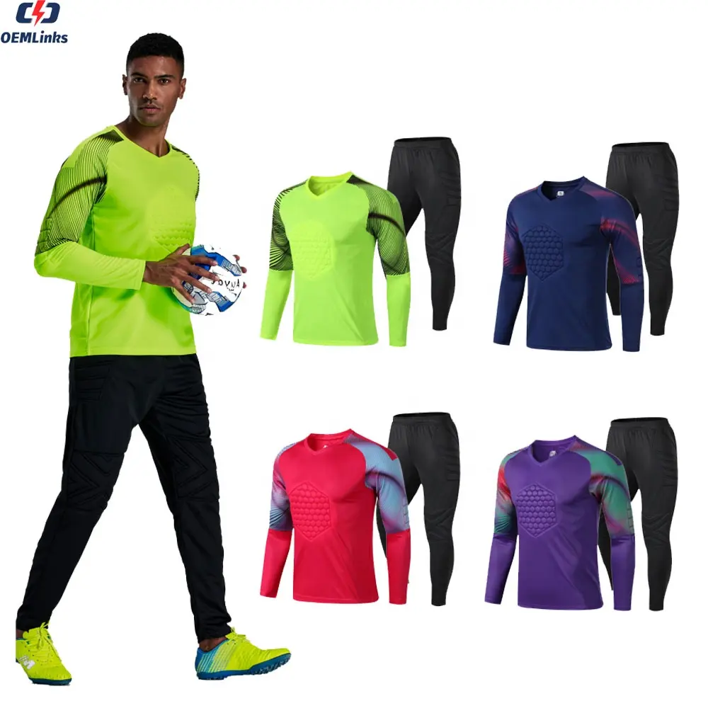 OEM service Football Long Sleeve Goalkeeper Jersey Suit Game Sports Training Printed Football Long l cloths