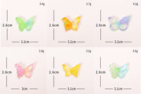 Figurines Papillons en Résine Ombrée Kawaii Effet Gelée, Double Design Texturé Pétale pour Kits DIY, Breloques Pastel Dégradé en Gros