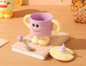 रचनात्मक क्लोन इमोजी कप ढक्कन और चम्मच उच्च मग लड़कियों के डॉर्म होम वाटर कप - Product Image 3