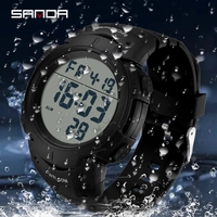 Montre-bracelet pour homme SANDA 2155, style sportif et tendance, avec affichage numérique LED, dessin animé, vert lumineux, style professionnel, vente chaude