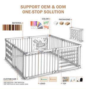 รั้วกั้นเด็กอเนกประสงค์ทำจากไม้ธรรมชาติ ปลอดสารพิษ ใช้ได้กับเด็กวัยหัดเดิน แบบพับได้ สไตล์มอนเตสซอรี่ - Product Image 6