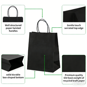Bolsas de Papel Kraft con Asas Marrones Recicladas Ecológicas con Logotipo Personalizado, Bolsas de Embalaje de Lujo para Comida para Llevar y Regalos/Manualidades - Product Image 3