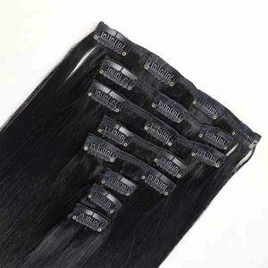 Cuticle Aligned Brazilian Natural Black Remy Human Single Drawn <b>Clip</b>-in Hair Extensions 100% Human 10A 12A Grade No Shedding - Product Image 4