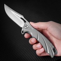 Couteau pliant portable en alliage de titane, lame M390 finition Stone Washed, couteau de poche EDC pour collection, camping, utilisation extérieure